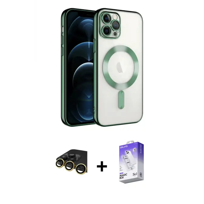ieg™ iPhone 14 Pro Max Kılıf Nova Işık Özel Seri - Siyah Bilvis 5in1 3D Magic Cam Ekran Koruyucu + Raze Metal Kamera Lens - GD