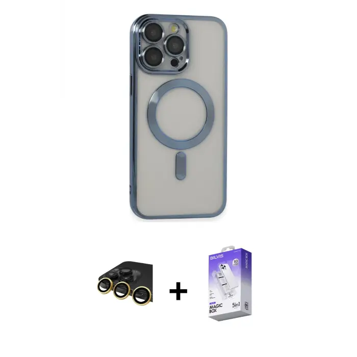 ieg™ iPhone 14 Pro Max Kılıf Nova Işık Özel Seri - Siyah Bilvis 5in1 3D Magic Cam Ekran Koruyucu + Raze Metal Kamera Lens - GD