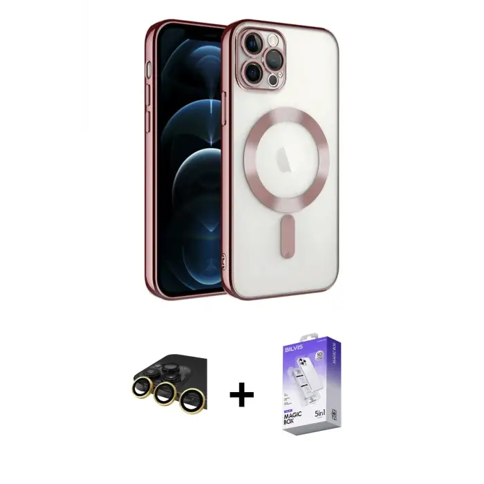 ieg™ iPhone 14 Pro Max Kılıf Nova Işık Özel Seri - Siyah Bilvis 5in1 3D Magic Cam Ekran Koruyucu + Raze Metal Kamera Lens - GD
