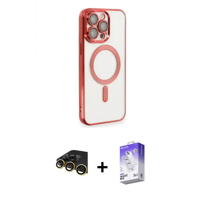 ieg™ iPhone 14 Pro Max Kılıf Nova Işık Özel Seri - Siyah Bilvis 5in1 3D Magic Cam Ekran Koruyucu + Raze Metal Kamera Lens - GD