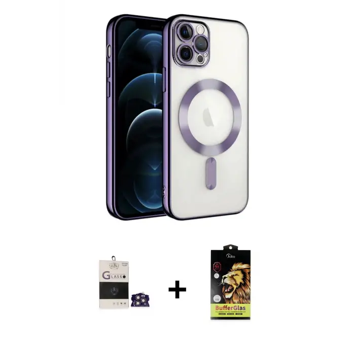 ieg™ iPhone 14 Pro Max Kılıf Nova Işık Özel Seri - Siyah Buffer Cam Ekran Koruyucu + Bilvis Titan Kamera Lens - GS