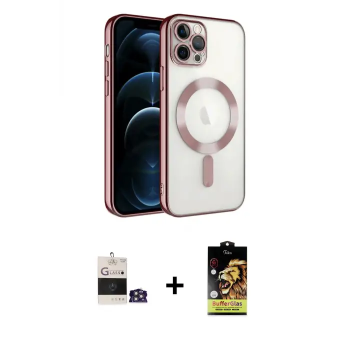 ieg™ iPhone 14 Pro Max Kılıf Nova Işık Özel Seri - Siyah Buffer Cam Ekran Koruyucu + Bilvis Titan Kamera Lens - GS