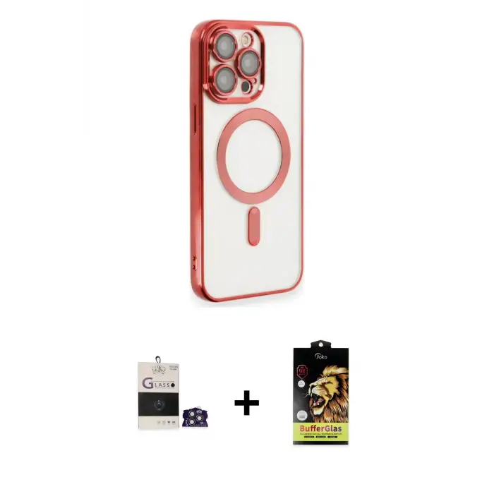 ieg™ iPhone 14 Pro Max Kılıf Nova Işık Özel Seri - Siyah Buffer Cam Ekran Koruyucu + Bilvis Titan Kamera Lens - GS