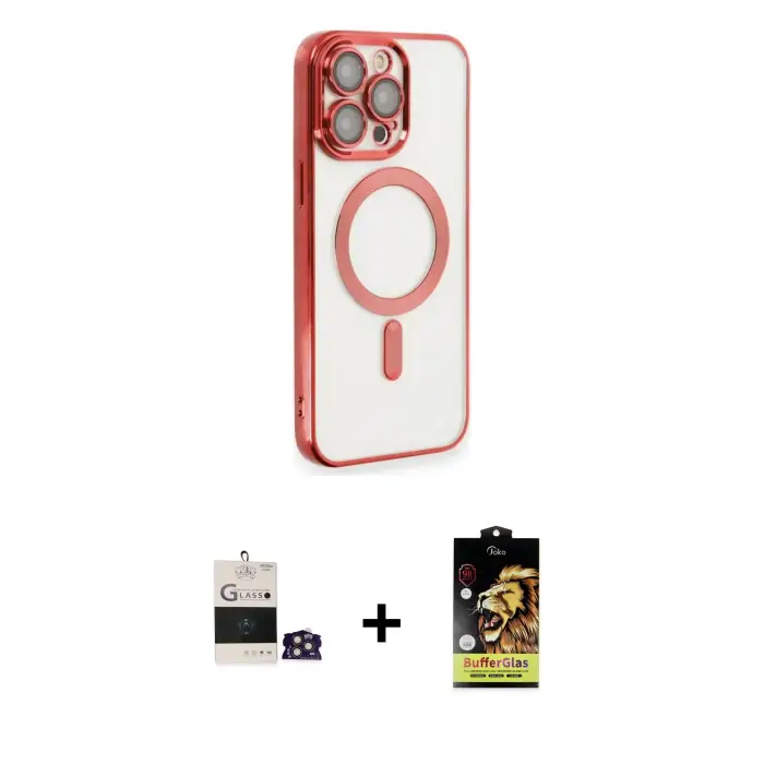 ieg™ iPhone 14 Pro Max Kılıf Nova Işık Özel Seri - Siyah Buffer Cam Ekran Koruyucu + Bilvis Titan Kamera Lens - GD