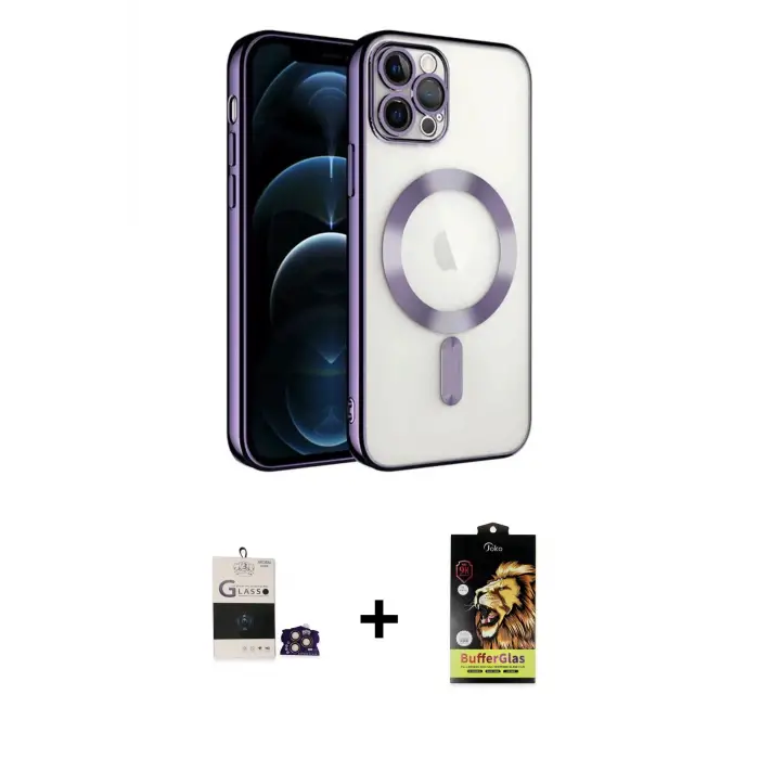 ieg™ iPhone 14 Pro Max Kılıf Nova Işık Özel Seri - Siyah Buffer Cam Ekran Koruyucu + Bilvis Titan Kamera Lens - GD