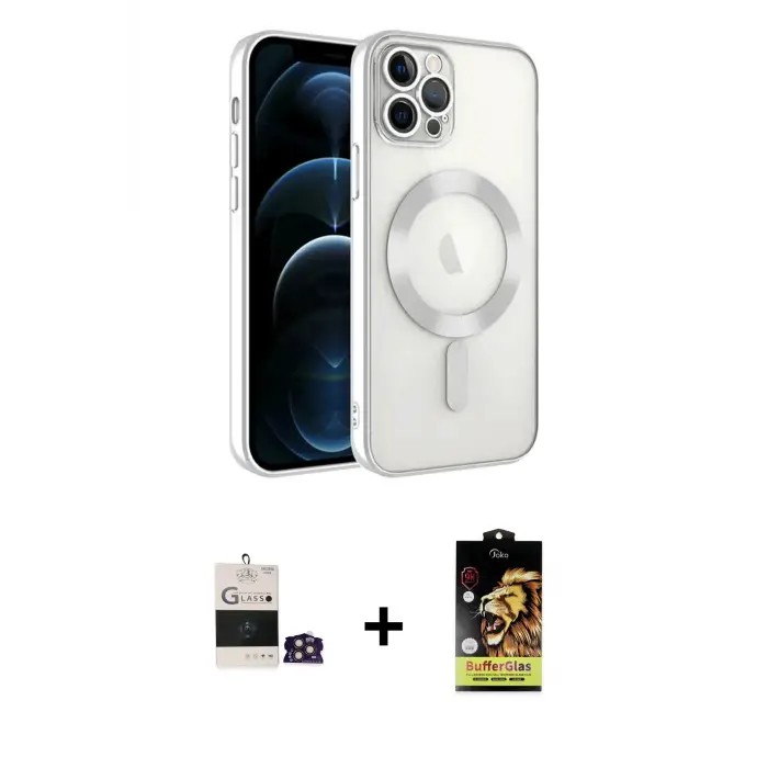 ieg™ iPhone 14 Pro Max Kılıf Nova Işık Özel Seri - Siyah Buffer Cam Ekran Koruyucu + Bilvis Titan Kamera Lens - GD
