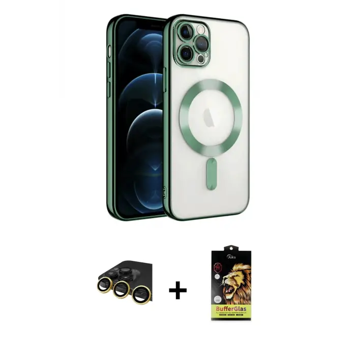 ieg™ iPhone 14 Pro Max Kılıf Nova Işık Özel Seri - Siyah Buffer Cam Ekran Koruyucu + Raze Metal Kamera Lens - GD