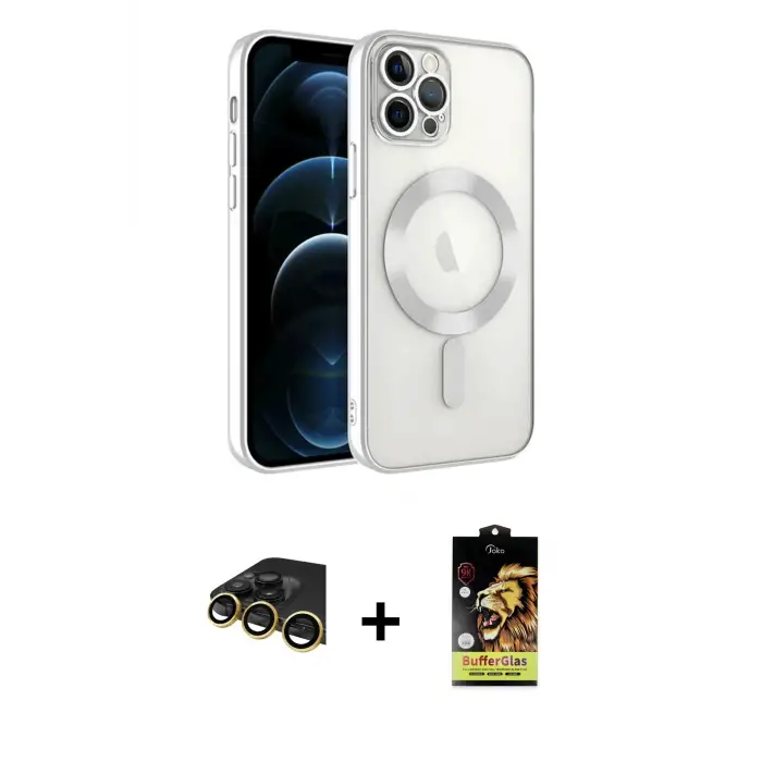 ieg™ iPhone 14 Pro Max Kılıf Nova Işık Özel Seri - Siyah Buffer Cam Ekran Koruyucu + Raze Metal Kamera Lens - GD