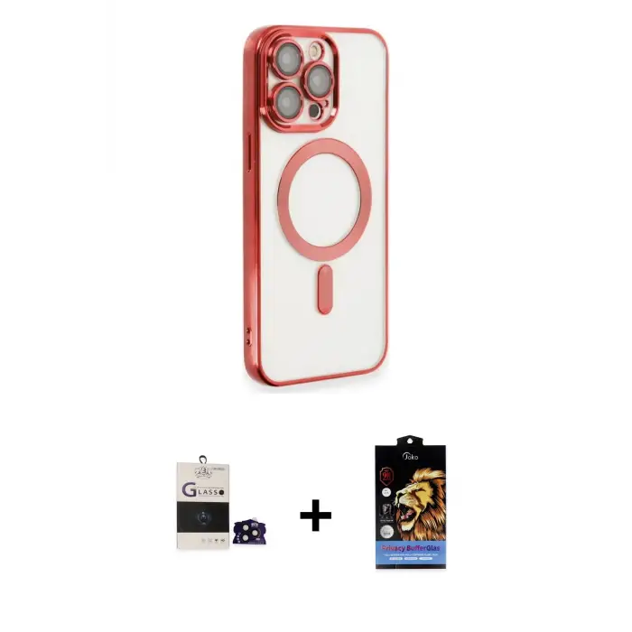 ieg™ iPhone 14 Pro Max Kılıf Nova Işık Özel Seri - Siyah Buffer Hayalet Cam Ekran Koruyucu + Bilvis Titan Kamera Lens - SH