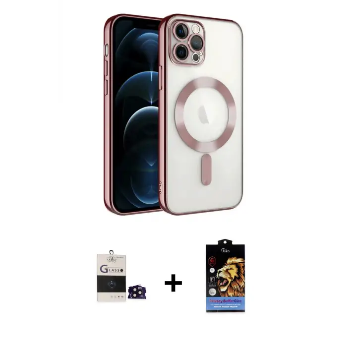 ieg™ iPhone 14 Pro Max Kılıf Nova Işık Özel Seri - Siyah Buffer Hayalet Cam Ekran Koruyucu + Bilvis Titan Kamera Lens - SH