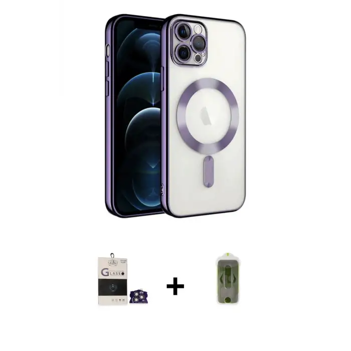ieg™ iPhone 14 Pro Max Kılıf Nova Işık Özel Seri - Siyah Joko Magic 5D Hayalet Cam + Bilvis Titan Kamera Lens - GS