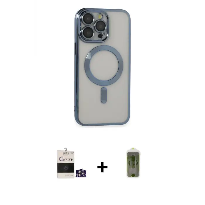 ieg™ iPhone 14 Pro Max Kılıf Nova Işık Özel Seri - Siyah Joko Magic 5D Hayalet Cam + Bilvis Titan Kamera Lens - GS