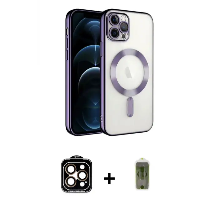 ieg™ iPhone 14 Pro Max Kılıf Nova Işık Özel Seri - Siyah Joko Magic 5D Hayalet Cam + PVD Metal Kamera Lens - TU