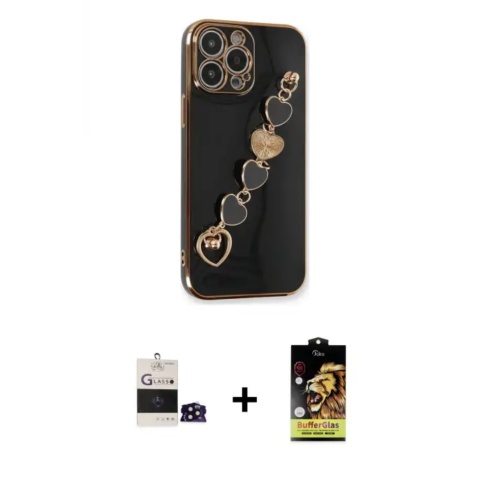 ieg™ iPhone 14 Pro Max Kılıf Nova Işık Prime - Siyah Buffer Cam Ekran Koruyucu + Bilvis Titan Kamera Lens - SH