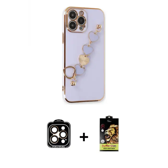 ieg™ iPhone 14 Pro Max Kılıf Nova Işık Prime - Siyah Buffer Cam Ekran Koruyucu + PVD Metal Kamera Lens - TU