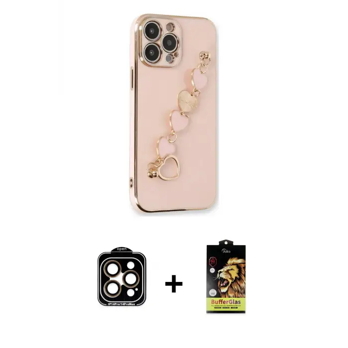 ieg™ iPhone 14 Pro Max Kılıf Nova Işık Prime - Siyah Buffer Cam Ekran Koruyucu + PVD Metal Kamera Lens - TU