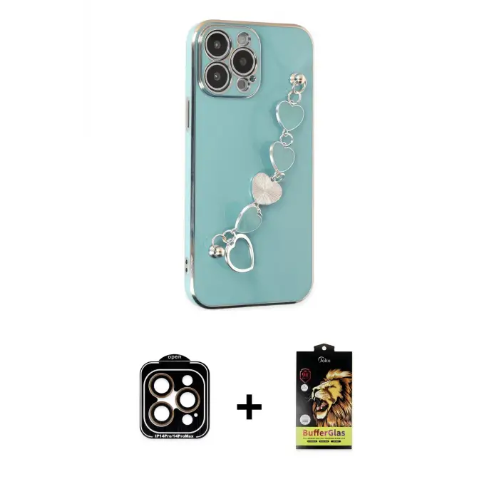 ieg™ iPhone 14 Pro Max Kılıf Nova Işık Prime - Siyah Buffer Cam Ekran Koruyucu + PVD Metal Kamera Lens - TU