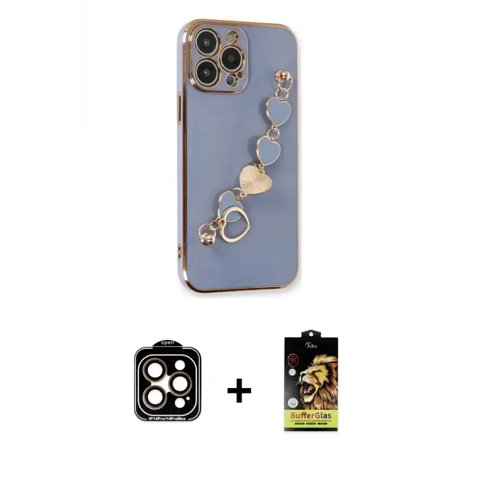 ieg™ iPhone 14 Pro Max Kılıf Nova Işık Prime - Siyah Buffer Cam Ekran Koruyucu + PVD Metal Kamera Lens - TU