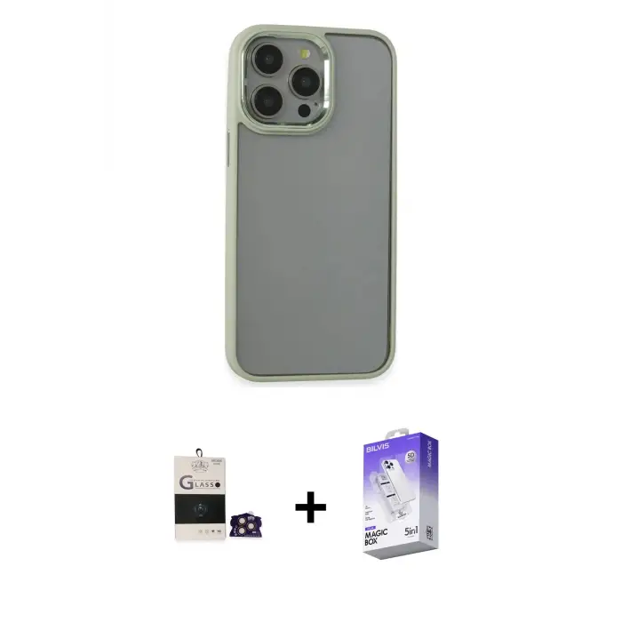 ieg™ iPhone 14 Pro Max Kılıf Nova Işık Serisi - Siyah Bilvis 5in1 3D Magic Cam Ekran Koruyucu + Bilvis Titan Kamera Lens - GD