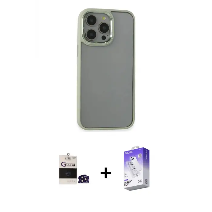 ieg™ iPhone 14 Pro Max Kılıf Nova Işık Serisi - Siyah Bilvis 5in1 3D Magic Cam Ekran Koruyucu + Bilvis Titan Kamera Lens - DNMR