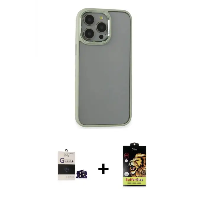 ieg™ iPhone 14 Pro Max Kılıf Nova Işık Serisi - Siyah Buffer Cam Ekran Koruyucu + Bilvis Titan Kamera Lens - SH