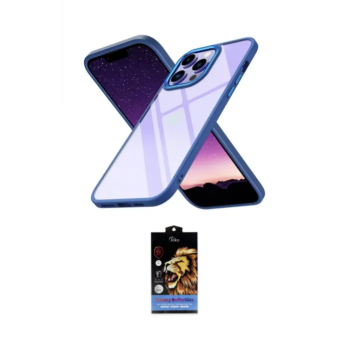 ieg™ iPhone 14 Pro Max Kılıf Nova Işık Serisi - Siyah Buffer Hayalet Cam Ekran Koruyucu