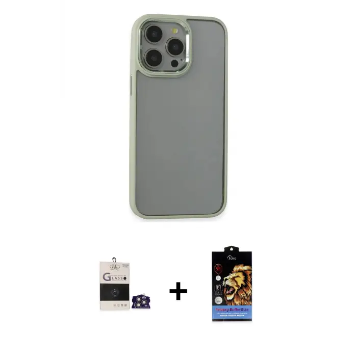 ieg™ iPhone 14 Pro Max Kılıf Nova Işık Serisi - Siyah Buffer Hayalet Cam Ekran Koruyucu + Bilvis Titan Kamera Lens - GS