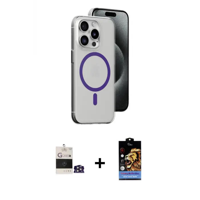 ieg™ iPhone 14 Pro Max Kılıf Odak Form Özel Seri - Siyah Buffer Hayalet Cam Ekran Koruyucu + Bilvis Titan Kamera Lens - GS