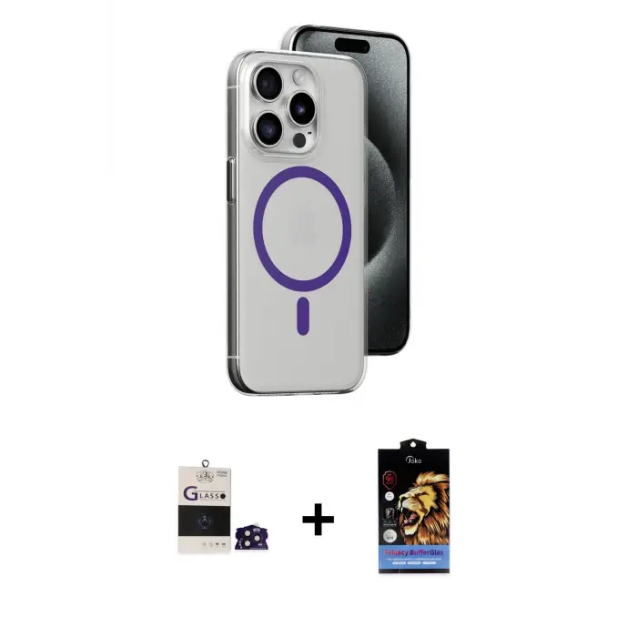 ieg™ iPhone 14 Pro Max Kılıf Odak Form Özel Seri - Siyah Buffer Hayalet Cam Ekran Koruyucu + Bilvis Titan Kamera Lens - DNMR