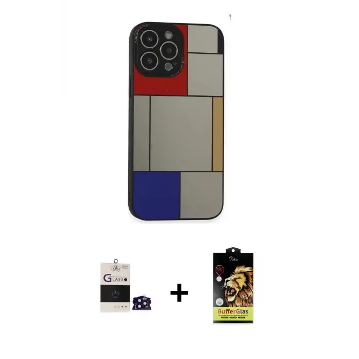 ieg™ iPhone 14 Pro Max Kılıf Odak Klasik Serisi - Siyah Buffer Cam Ekran Koruyucu + Bilvis Titan Kamera Lens - DNMR