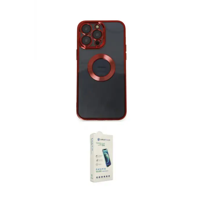 ieg™ iPhone 14 Pro Max Kılıf Pusula Form - Şeffaf Pasifik Cam Ekran Koruyucu