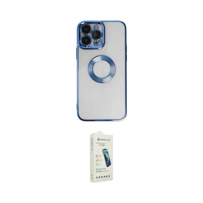 ieg™ iPhone 14 Pro Max Kılıf Pusula Form - Şeffaf Pasifik Cam Ekran Koruyucu