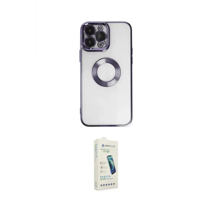 ieg™ iPhone 14 Pro Max Kılıf Pusula Form - Şeffaf Pasifik Cam Ekran Koruyucu