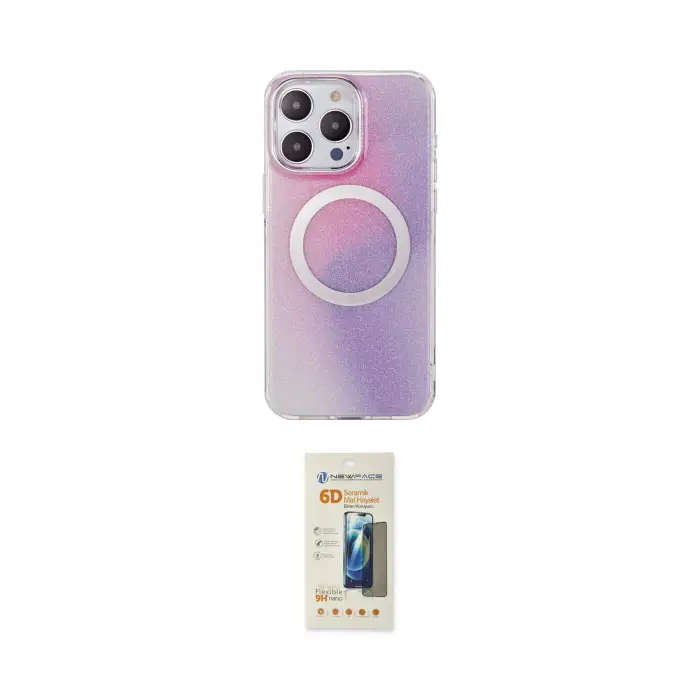 ieg™ iPhone 14 Pro Max Kılıf Pusula Form - Siyah 6D Mat Seramik Hayalet Nano Ekran Koruyucu