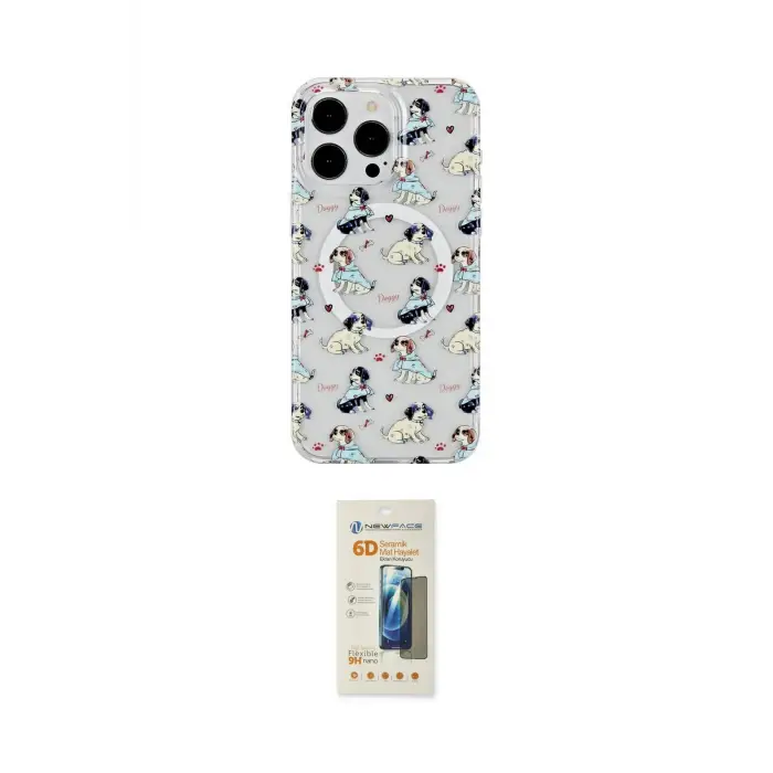 ieg™ iPhone 14 Pro Max Kılıf Pusula Form - Siyah 6D Mat Seramik Hayalet Nano Ekran Koruyucu