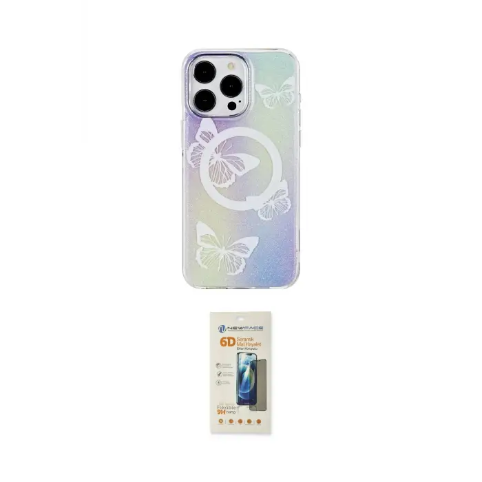 ieg™ iPhone 14 Pro Max Kılıf Pusula Form - Siyah 6D Mat Seramik Hayalet Nano Ekran Koruyucu