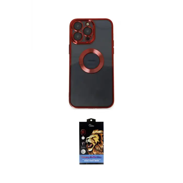 ieg™ iPhone 14 Pro Max Kılıf Pusula Form - Siyah Buffer Hayalet Cam Ekran Koruyucu