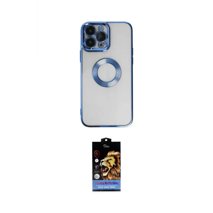 ieg™ iPhone 14 Pro Max Kılıf Pusula Form - Siyah Buffer Hayalet Cam Ekran Koruyucu