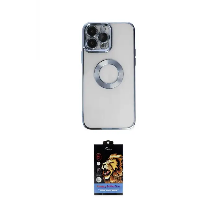 ieg™ iPhone 14 Pro Max Kılıf Pusula Form - Siyah Buffer Hayalet Cam Ekran Koruyucu