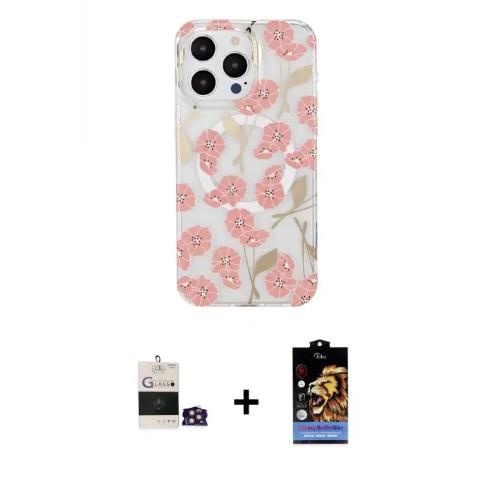 ieg™ iPhone 14 Pro Max Kılıf Pusula Form - Siyah Buffer Hayalet Cam Ekran Koruyucu + Bilvis Titan Kamera Lens - GD