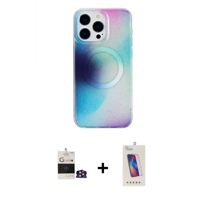 ieg™ iPhone 14 Pro Max Kılıf Pusula Form - Siyah Joko 5D Cam + Bilvis Titan Kamera Lens - GD