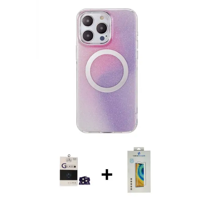 ieg™ iPhone 14 Pro Max Kılıf Pusula Form - Siyah Polymer Nano Ekran Koruyucu + Bilvis Titan Kamera Lens - DNMR