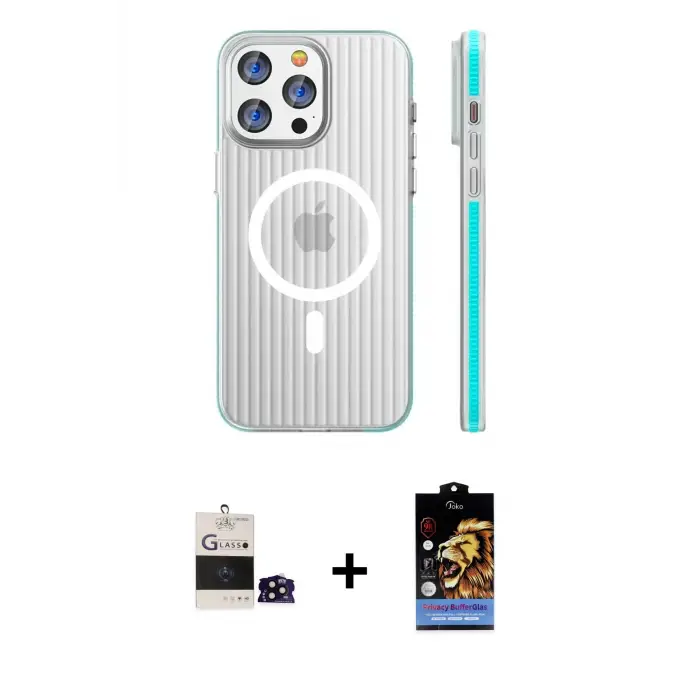 ieg™ iPhone 14 Pro Max Kılıf Pusula Minimal Koleksiyonu - Siyah Buffer Hayalet Cam Ekran Koruyucu + Bilvis Titan Kamera Lens - SH