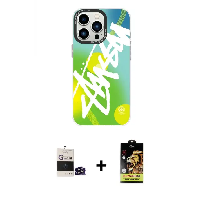 ieg™ iPhone 14 Pro Max Kılıf Siluet Çizgi Koleksiyonu - Siyah Buffer Cam Ekran Koruyucu + Bilvis Titan Kamera Lens - SH