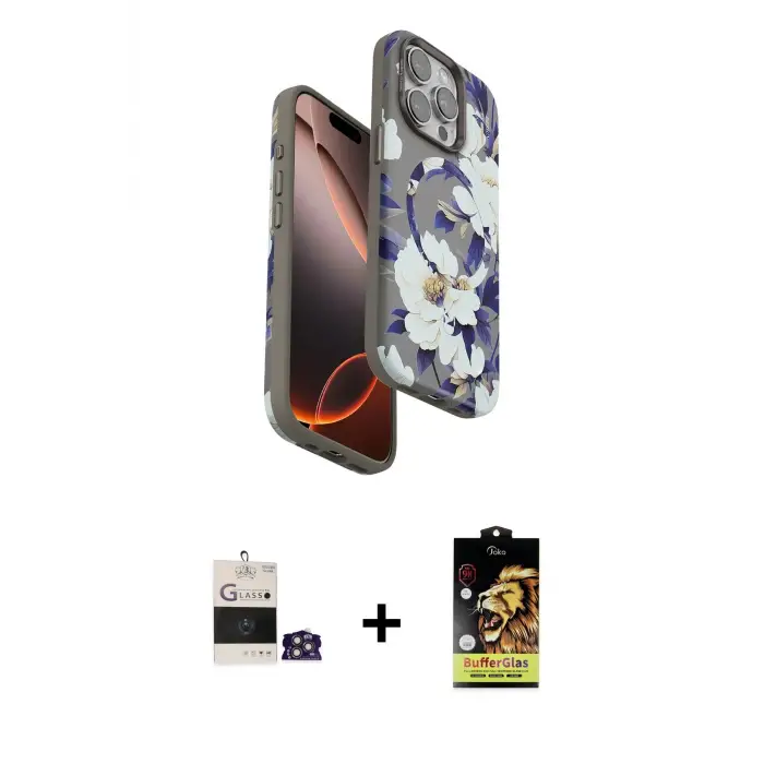 ieg™ iPhone 14 Pro Max Kılıf Siluet Doku - Siyah Buffer Cam Ekran Koruyucu + Bilvis Titan Kamera Lens - GS