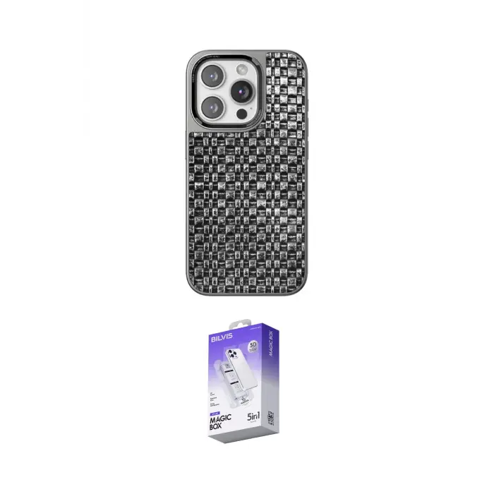 ieg™ iPhone 14 Pro Max Kılıf Siluet Form Serisi - Siyah Bilvis 5in1 3D Magic Cam Ekran Koruyucu