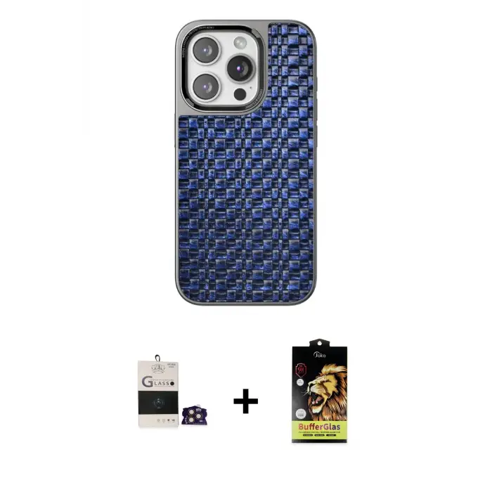 ieg™ iPhone 14 Pro Max Kılıf Siluet Form Serisi - Siyah Buffer Cam Ekran Koruyucu + Bilvis Titan Kamera Lens - GD