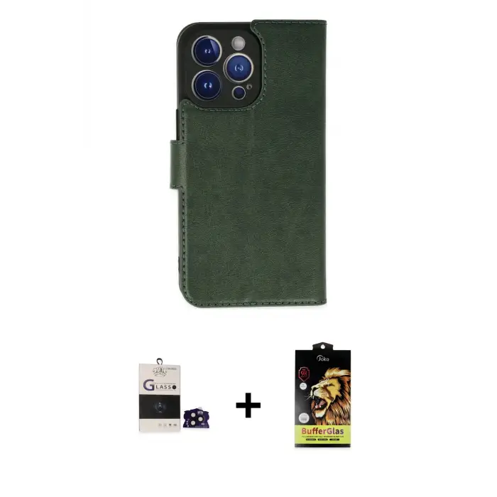 ieg™ iPhone 14 Pro Max Kılıf Siluet Işık Serisi - Siyah Buffer Cam Ekran Koruyucu + Bilvis Titan Kamera Lens - SH