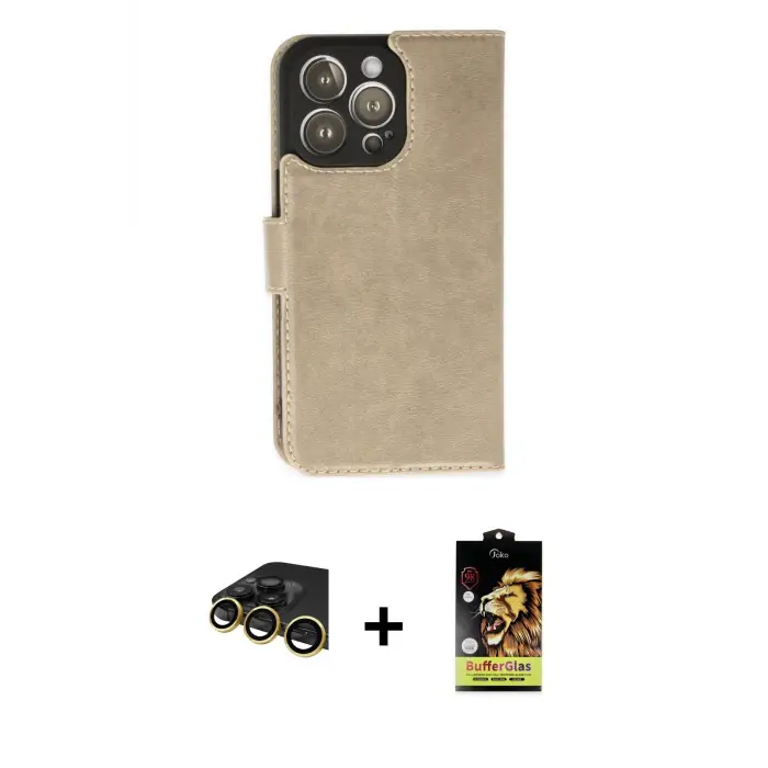 ieg™ iPhone 14 Pro Max Kılıf Siluet Işık Serisi - Siyah Buffer Cam Ekran Koruyucu + Raze Metal Kamera Lens - GD