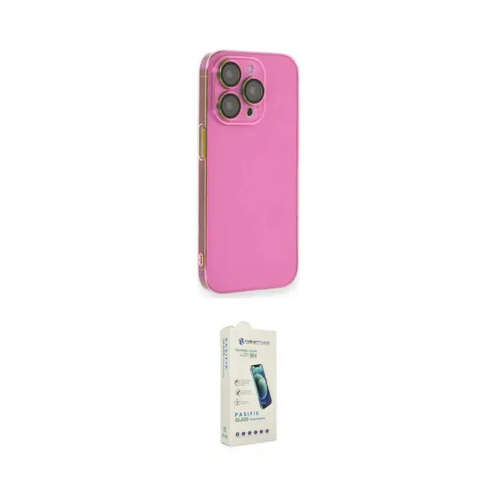 ieg™ iPhone 14 Pro Max Kılıf Siluet Minimal Özel Seri - Şeffaf Pasifik Cam Ekran Koruyucu